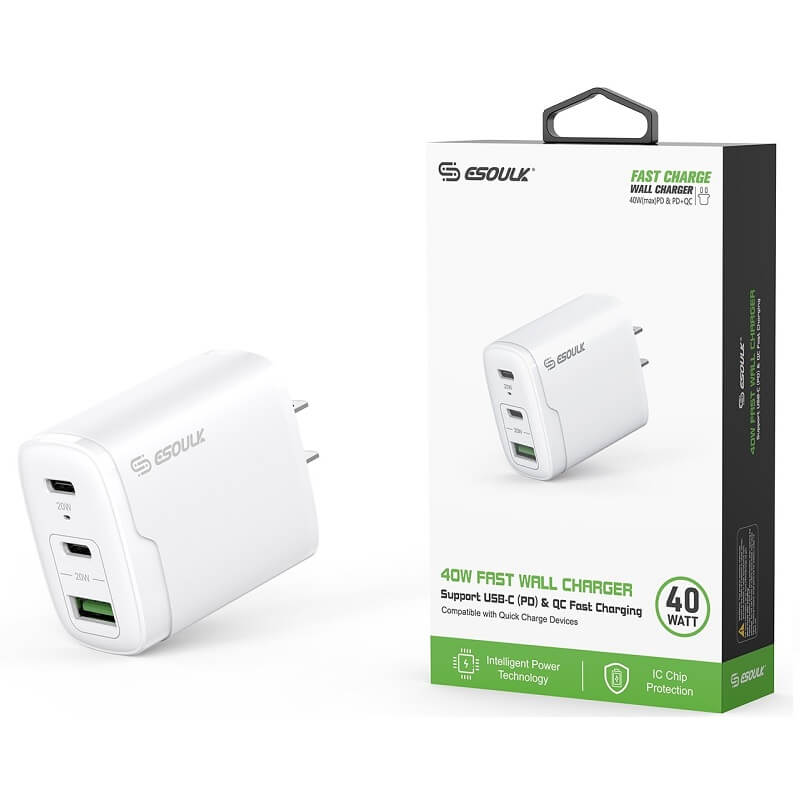 Esoulk 40W Dual PD + QC Fast Wall Adapter – EA18 – White