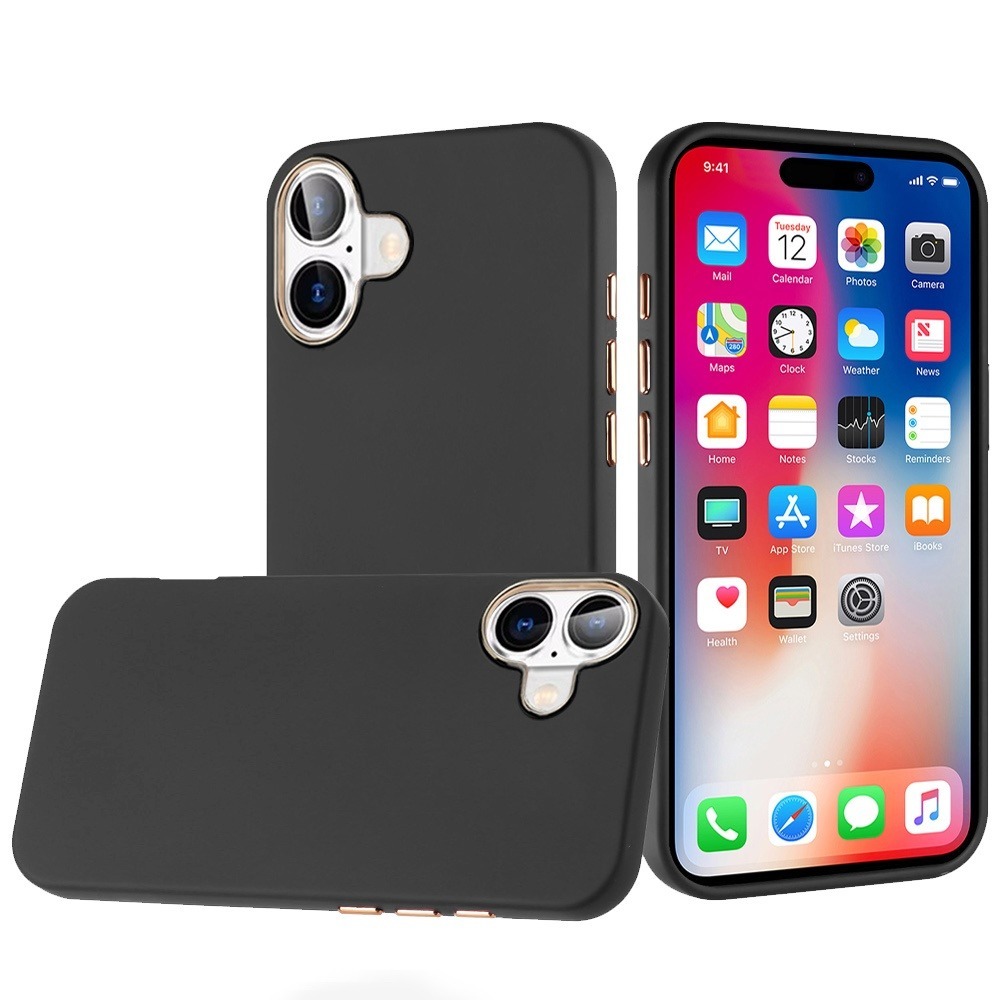 APPLE IPHONE 16 , Classy Chromed Hybrid Case – Black