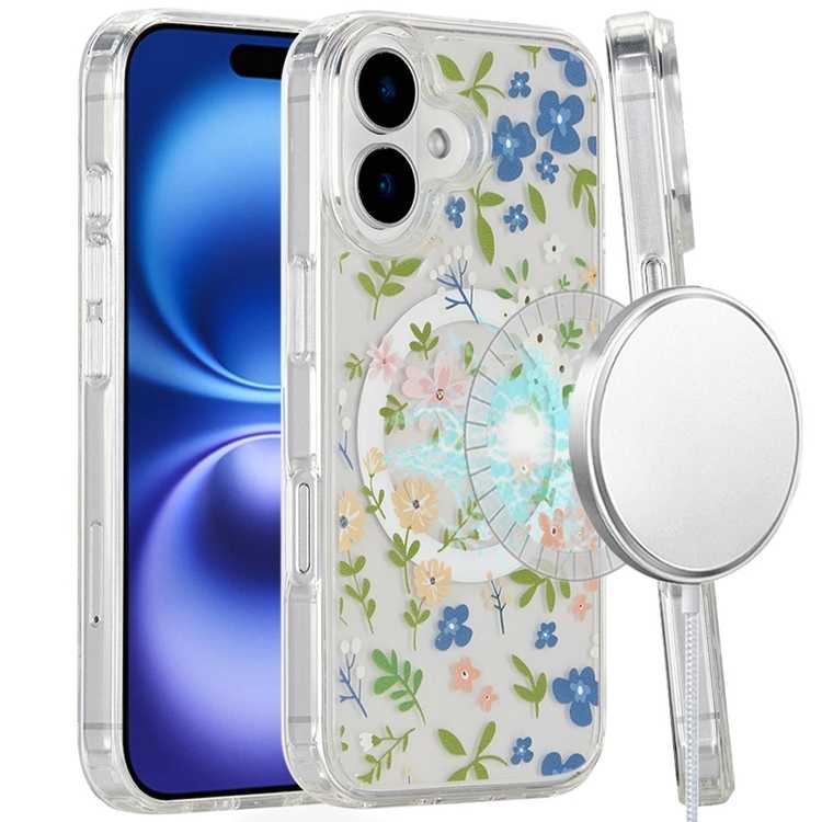 Apple IPhone 16, Magnetic Space UV Design Case - MultiColor Floral
