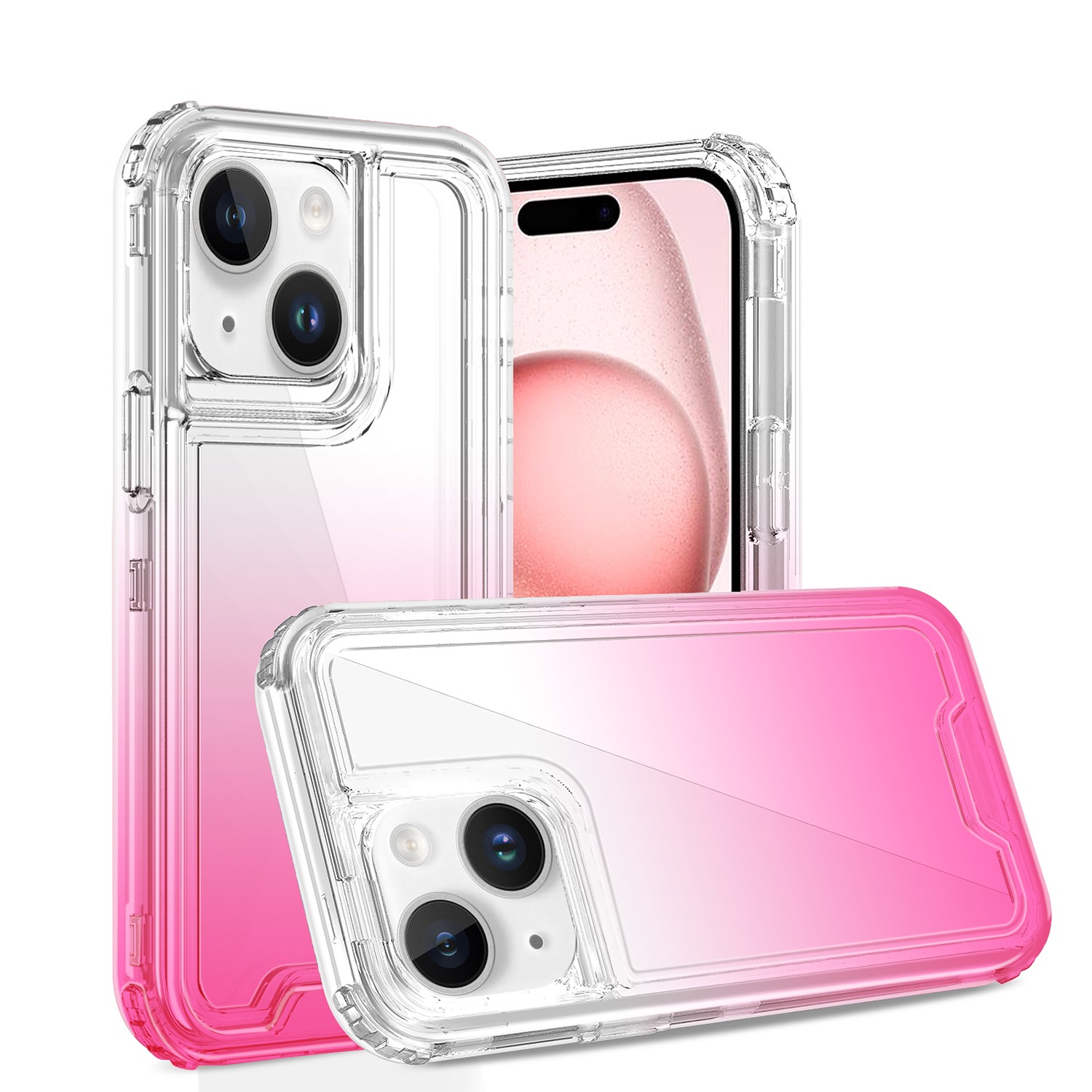 Apple IPhone 11, 3in1 Shockproof Transparent Hybrid Case - Clear + Pink