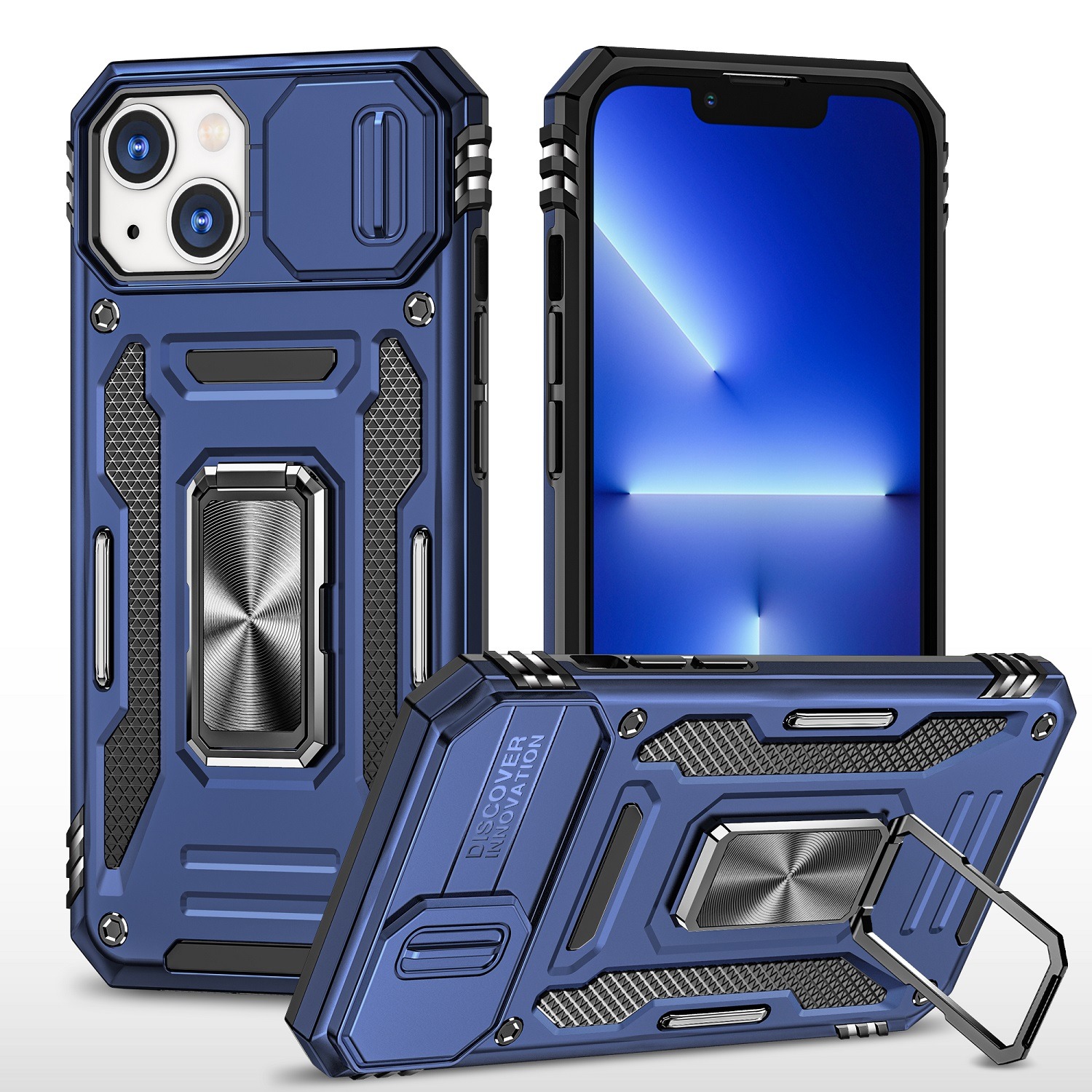 Apple IPhone 14/13, Premium Armor Magnetic Ring Case – Blue
