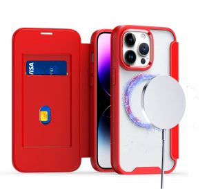 Apple IPhone 11, Flap [Magnetic Circle] Transparent Hybrid - Red