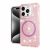 Iphone 15 Pro,  Case – Magnetic Ring Glitter Hybrid Case – Pink