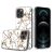 IPhone 14 Pro, Hybrid Design Marble Case Flower – (Brown- White)