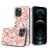 IPhone 14 Pro, Hybrid Design  Case -Marble  Flower ( White -Pink)