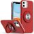 Apple IPhone 11, Metal Matte Finished Hybrid with Rotational Ring Case – Red