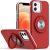 Apple IPhone 12, Metal Matte Finished Hybrid with Rotational Ring Case – Red