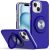Apple IPhone 15, Metal Matte Finished Hybrid with Rotational Ring Case – Blue