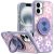 Apple IPhone16 Plus , Metal Diamond CD Pattern Design Matte Finished Hybrid with Rotational Ring [Car Mount Friendly] Case – Floral B