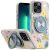 IPhone 13 Pro Max , Metal Diamond CD Pattern Design Matte Finished Hybrid with Rotational Ring [Car Mount Friendly] Case – Floral E