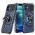 Apple IPhone 12,Robotic Hybrid with Magnetic Ring Stand Case Cover – Dark Blue
