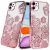 Apple IPhone 11, Glitter Floral Design Thick TPU Case Cover – Rose Gold