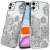Apple IPhone 11, Glitter Floral Design Thick TPU Case Cover – Silver