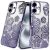 Apple IPhone 16, Shimmer Glitter Floral Design Thick TPU Case Cover – Purple