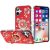 Apple IPhone 16, Splendid Glitter with Diamonds All Around Edges Ring Stand Case Cover – Red