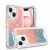 Apple IPhone 14/13,Sticker Glitter 3in1 Shockproof Transparent Hybrid Case – Pink + Light Blue