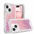 Apple IPhone 14/13,Sticker Glitter 3in1 Shockproof Transparent Hybrid Case – Pink + Light Purple