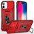 Apple IPhone16 Plus , Utter Tough Metal Ring Movable Camera Window Hybrid Case Cover – Red
