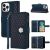 Iphone 14 / 15 Plus, Leather W5 Wallet Dimound Flower Cases – Blue