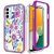 Galaxy A13 5G / A04s 5G, 2 Pcs Hybrid Clear Case – Purple Flowers