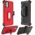IPHON 13 6.1, HYBRID CASE ,Card Holster With Kickstand Clip – Red